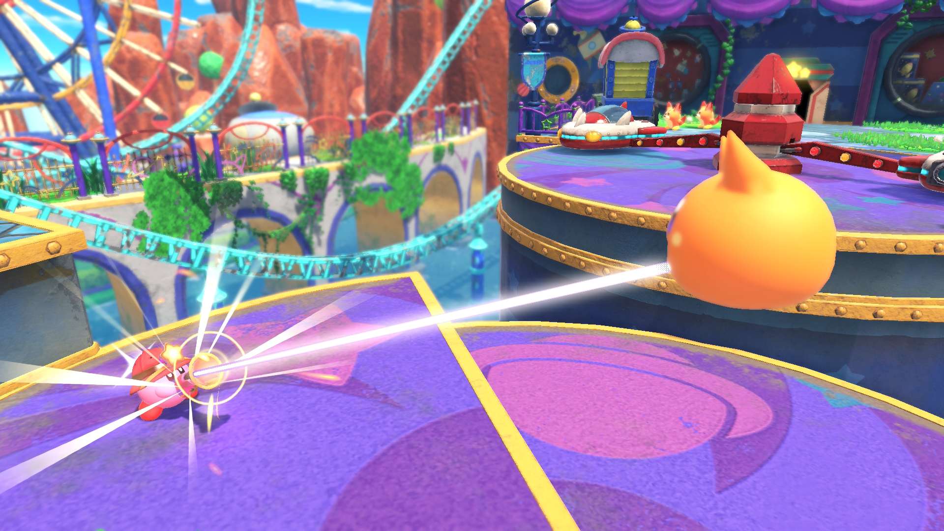 Kirby Atacando A Un Enemigo Usando Poderes