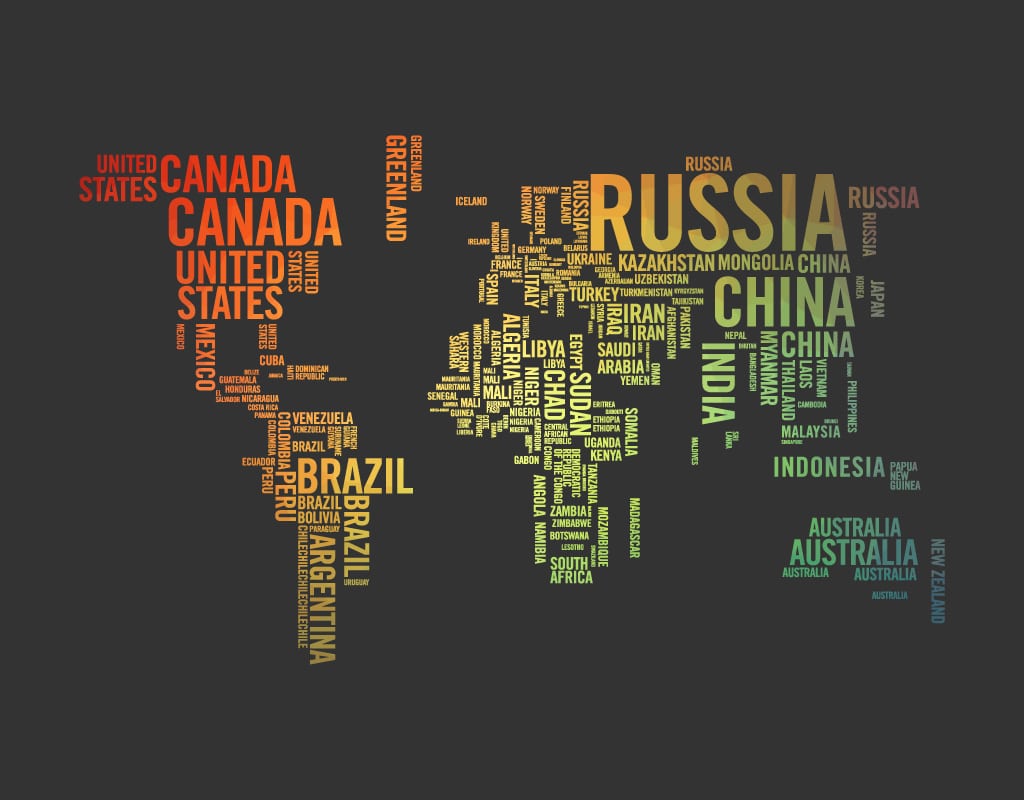 Mapa Mundi Formado Por Nombres De Países