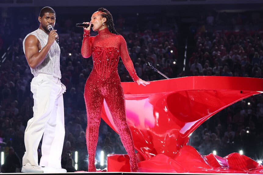 Usher Y Alicia Keys En La Presentación De Super Bowl 2024