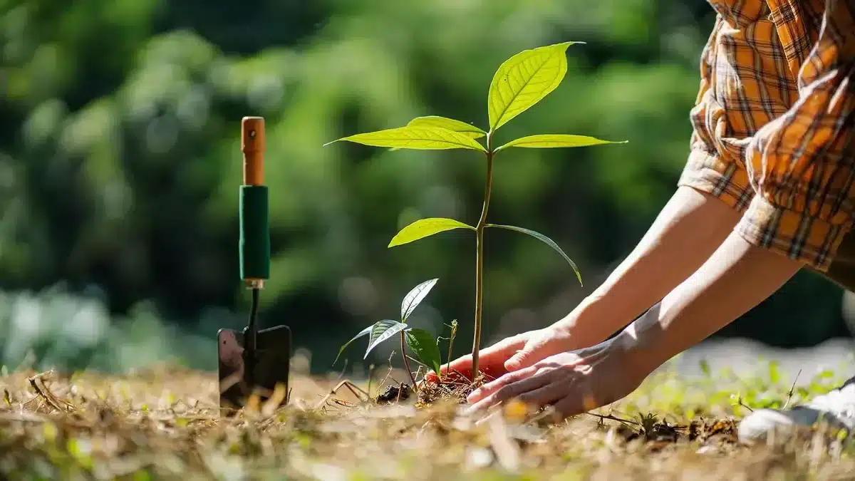 Persona Reforestando Un Árbol